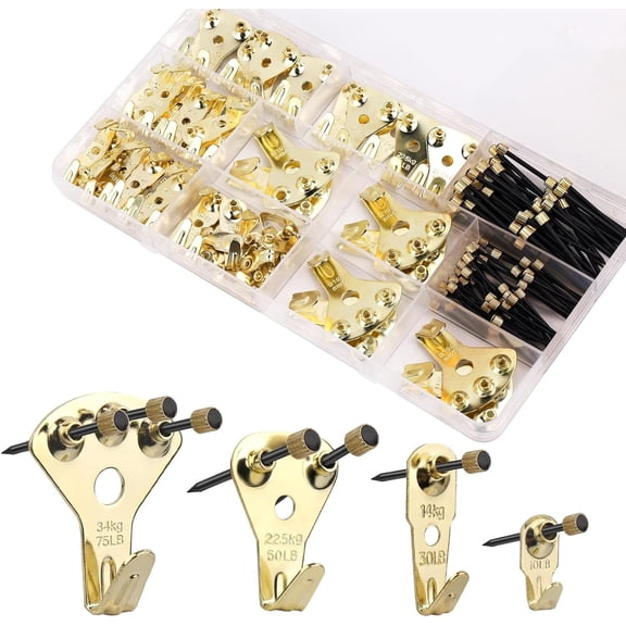 175 count Heavy Duty Picture Kit with Nails, No Wall Hooks, Invisible & -Free Picture Hangers for , Brick, Plaster Walls, Supports 10-75 lbs, No Drill Needed