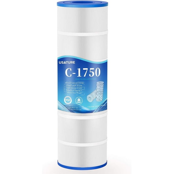 175 sq.ft Pool Filter Cartridge Replacement, 28-3/16" x 8-15/16", Compatible with Hayward Star Clear Plus C1750 and Similar Models