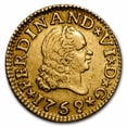 thumbnail image 1 of 1759-S-JV Spain Gold 1/2 Escudo Ferdinand VI VF, 1 of 2