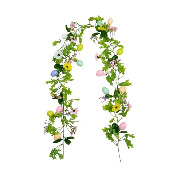 175Cm Easter Egg Little Yellow Flower Wreath, TINGXIN Simulation Egg Garland, Spring Decor, Lintel Pendant for Spring Home Decor, Easter Decoration, Wedding Garland, Lintel Pendant