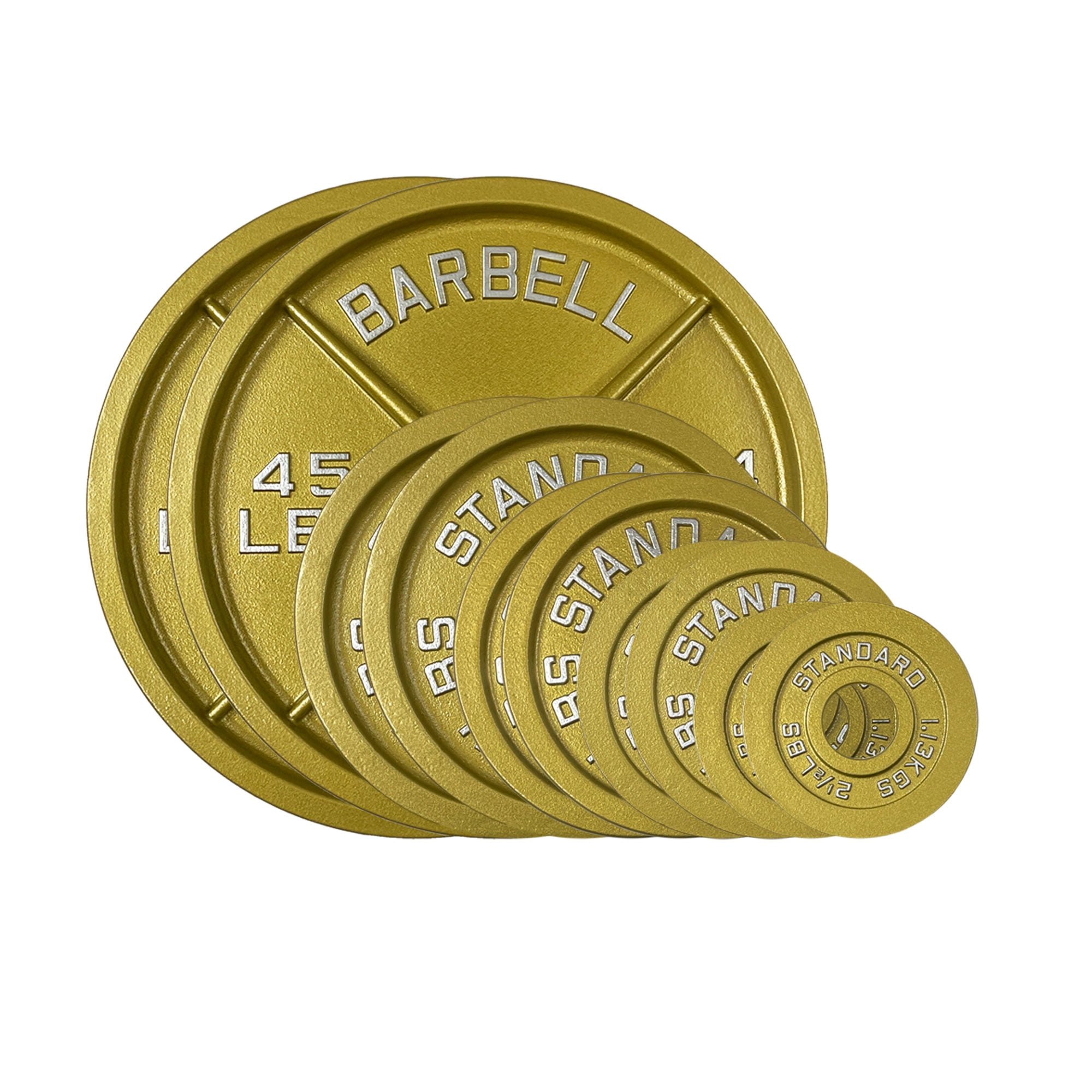 175LB Gold Olympic Steel Plate Set - 2 Inch Barbell Standard Weights in Premium Gold Finish
