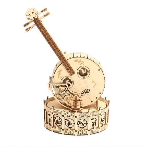 175PCS 3D Wooden Chinese Zhongruan Music Box Mechanical Transmission Model Kit(Sound RUAN)