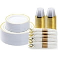 175PCS Gold Plastic Dinnerware Set, Disposable Party Plates for 25 Guests, Include 50 Plastic