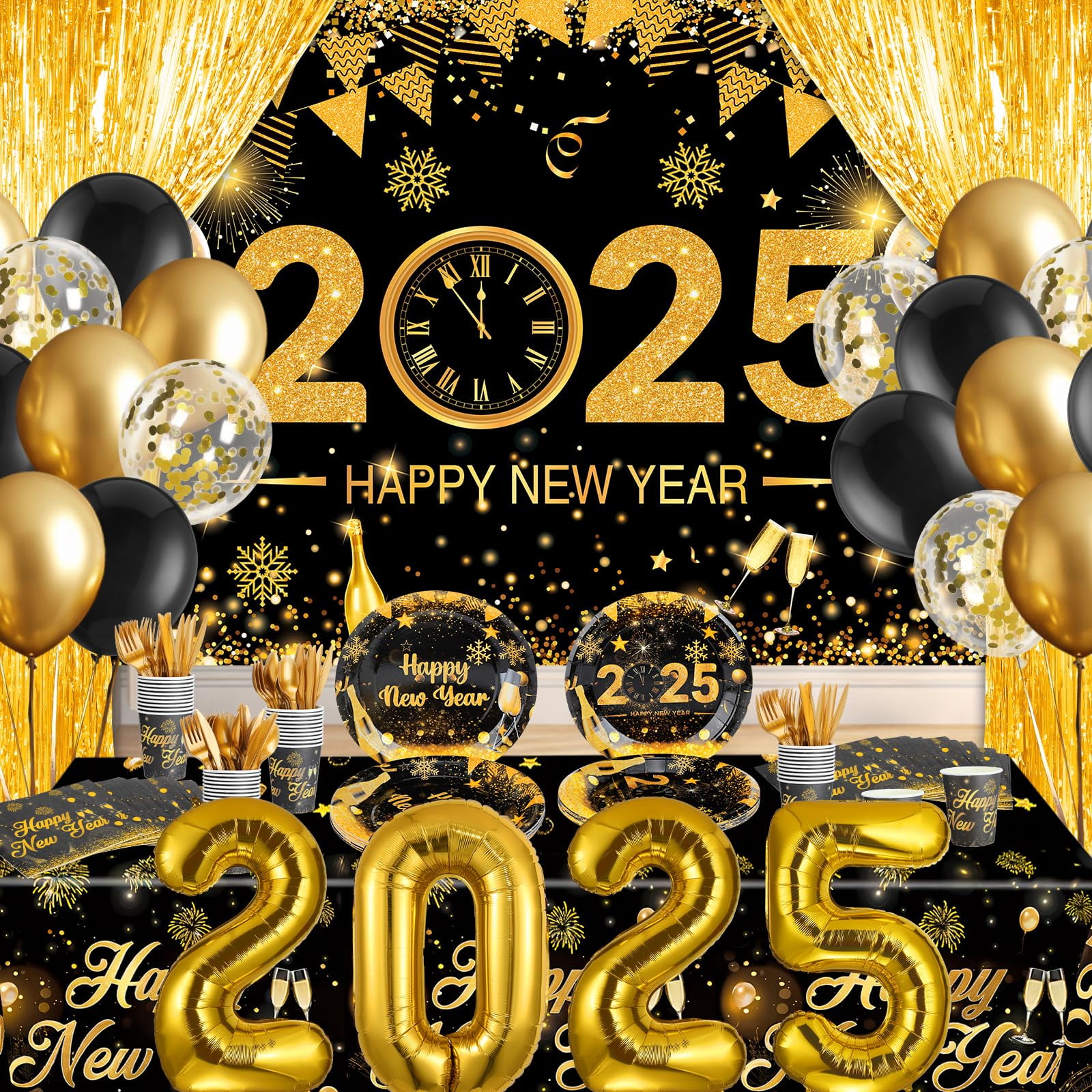 175PCS Happy New Year Decorations 2025 BSL1 New Year Supplies Include
