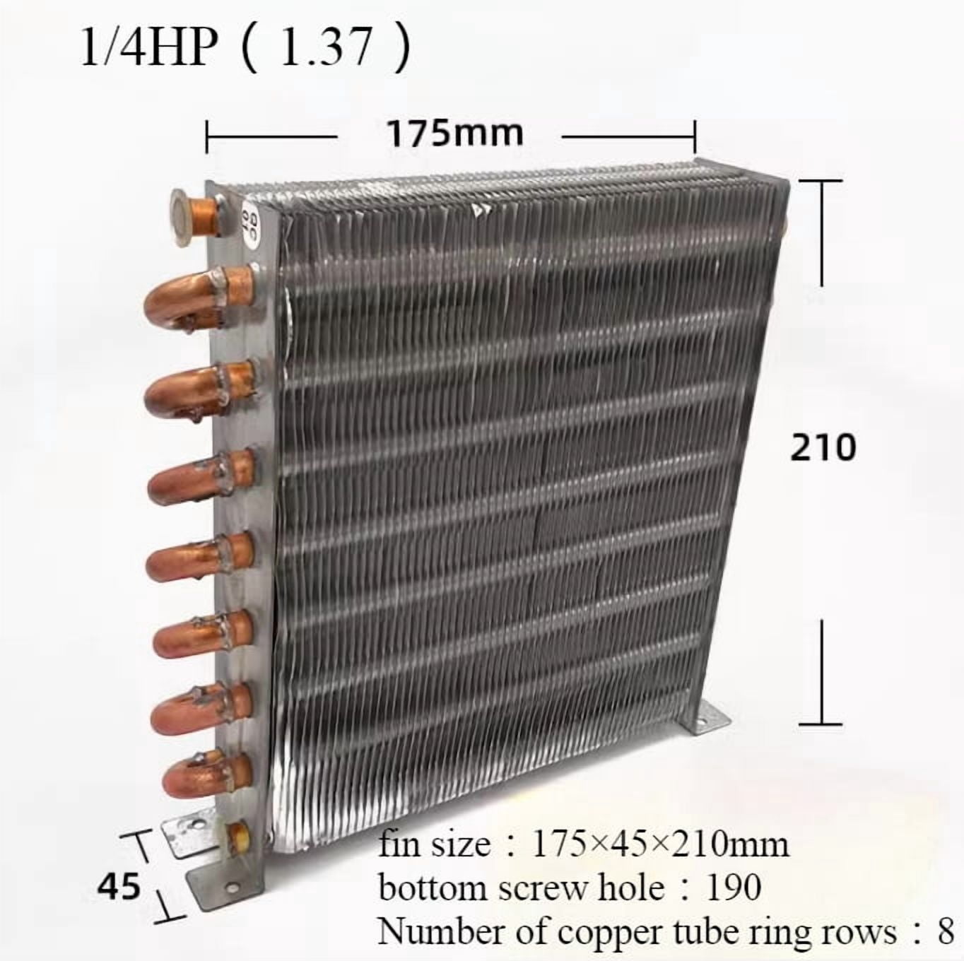 175X45X210mm Copper tube aluminum fin heat exchanger condenser coil Air/water-cooled freezer Aluminum sink Fin radiator refrigeration system