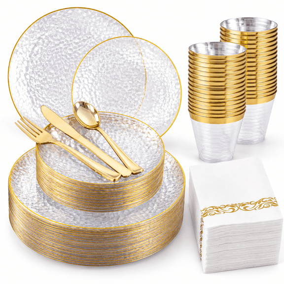 175clear Plastic Dinnerware Set For 25 Guests