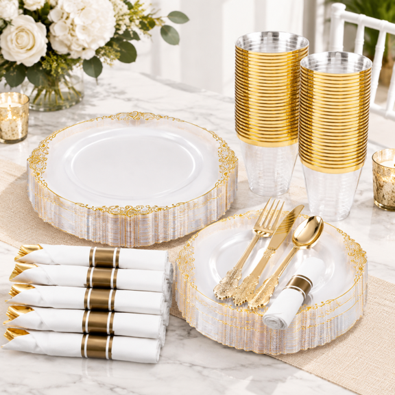 175clear Plates Disposable Party For 25 Guests