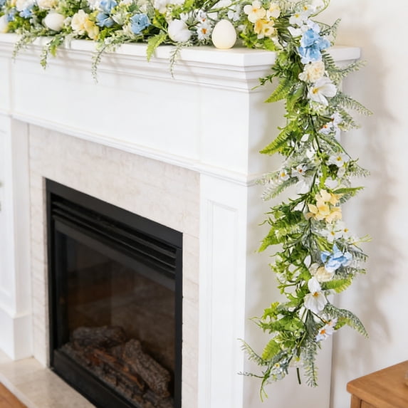 175cm Easter Floral Garland - Artificial Spring Vine with Flowers & Greenery for Mantel, Bedhead, Doorway & Outdoor Decor