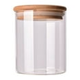 thumbnail image 1 of 175ml Clear Glass Jar Sealed Canister Food Storage Container for Loose Tea Coffee Bean Sugar Salt (6.5*8CM, with Bamboo Lid), 1 of 9