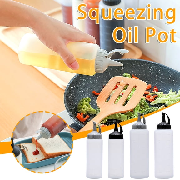 175ml Condiment Squeeze Bottles for Sauces - Leak Proof Oil, Syrup, Dressing Squirt Bottles - 1 Pack, Black
