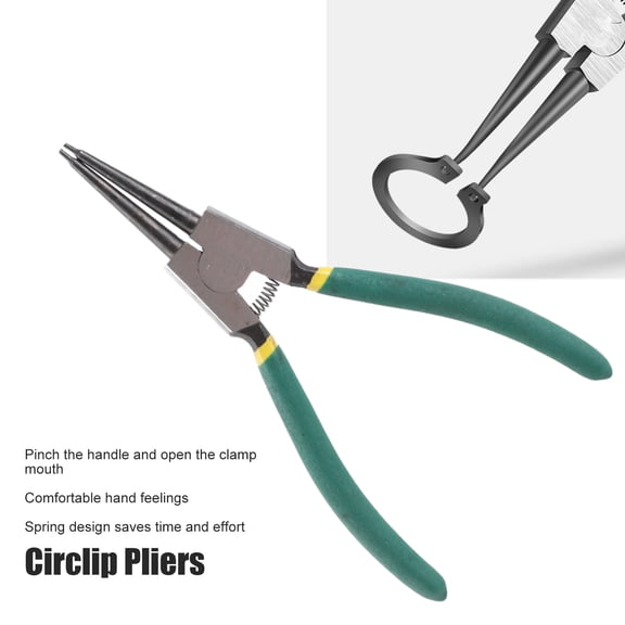 175mm Straight External Circlip Pliers with Spring Loaded Handles - Tool Steel Snap Ring Pliers for Shaft Mounting