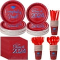 175pcs Class of 2024 MSF2 Graduation Plates and Napkins Paper Plate Set Polka Dots Plates