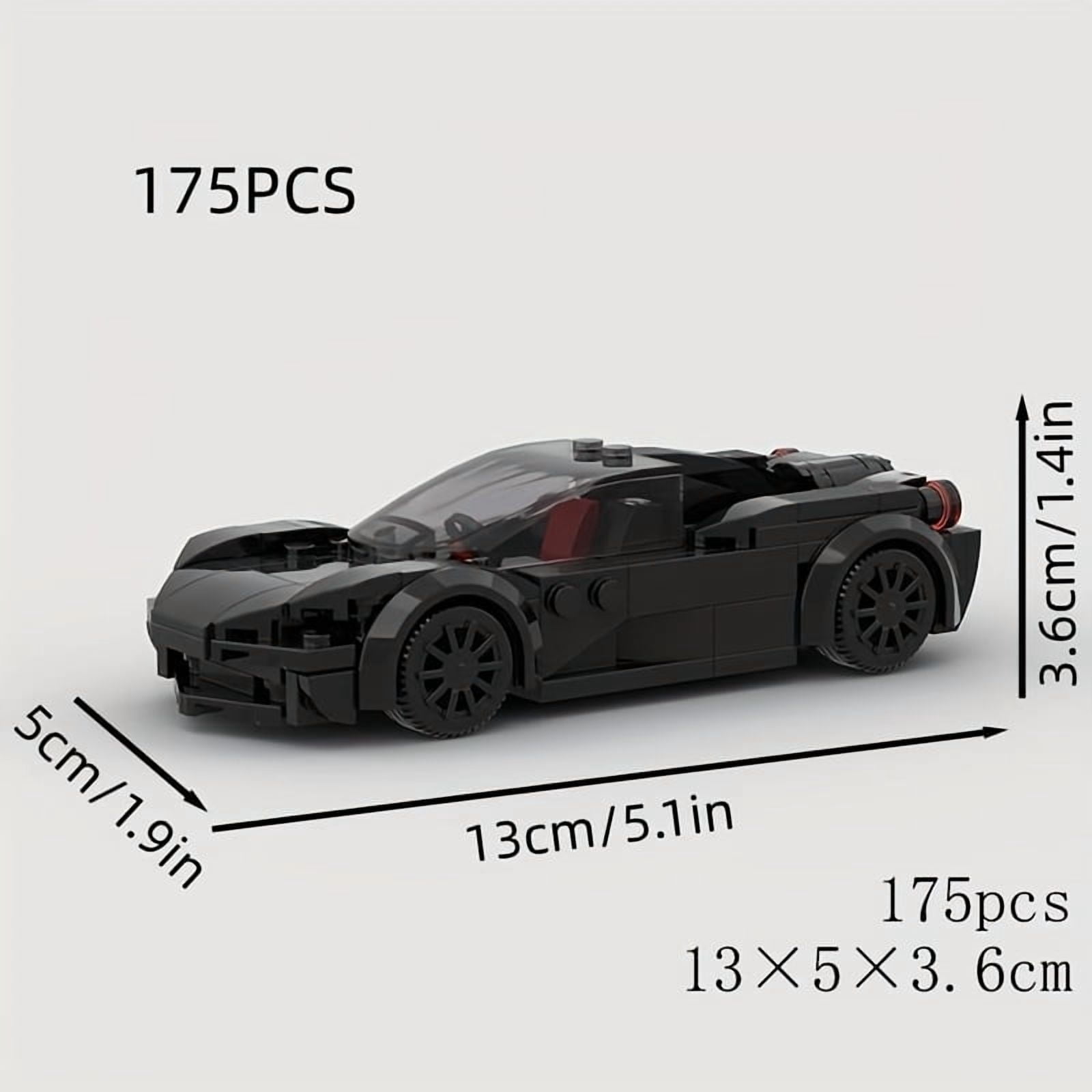 175pcs MOC Black Sports Car Building Blocks Set, DIY Racer Model Kit, Educational Toy for Kids & Adults, Perfect Gift for Birthday, Halloween & Valentine's Day