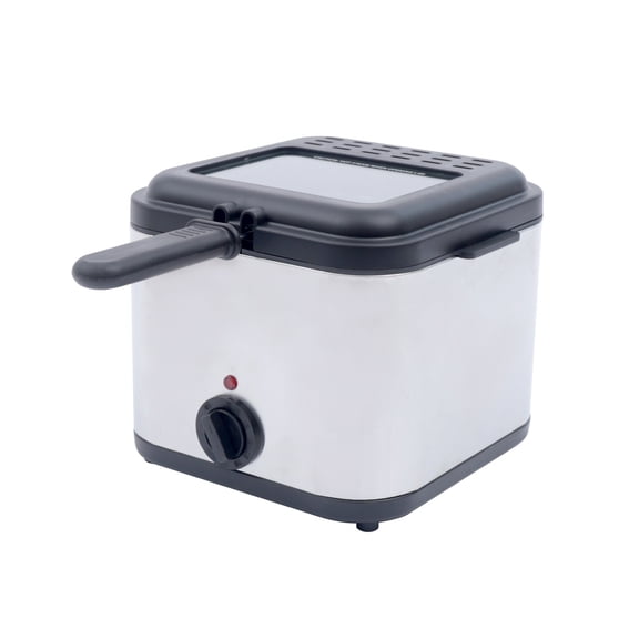 176-374 Electric Deep Fryer With Basket, 1000W Stainless Steel Deep Fryer, Home Countertop Small Fryer, 2.5 L Oil Capacity W/View Window, Oil Dripping Hook & Adjustable Temp Control, Silver