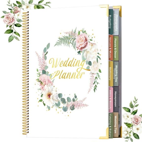 176 Pages Bridal Wedding Planner Book and Organizer,Makes Your Countdown Planning Easy,Unique Engagement Gift for Newly Engaged Couples,Future Brides and Grooms,9 x 11"