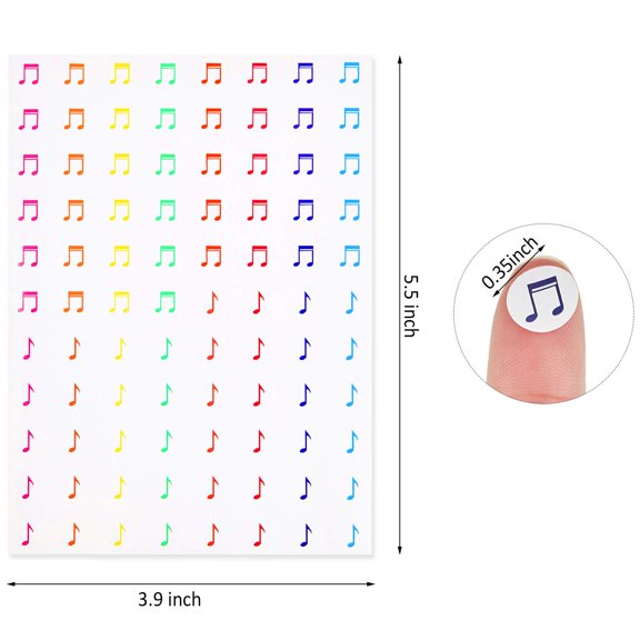 1760 Pieces Colorful Music Notes Stickers 20 Sheets Cartoon Mini Sticker Teacher Gift Student Planner Organizer