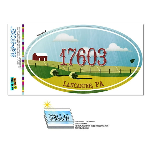 17603 Lancaster, PA - Farm Rural - Oval Zip Code Sticker