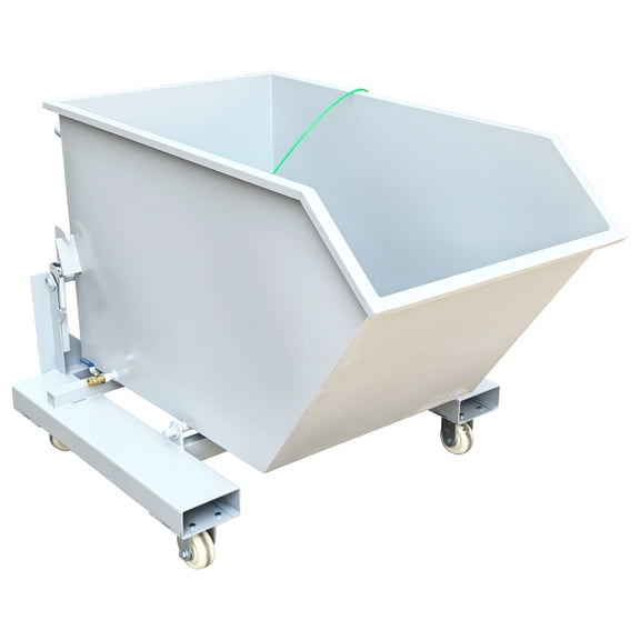 1760LB Capacity Self-Dumping Steel Hopper for Manual Operation and Forklifts with 4 Casters and Drain Outlet