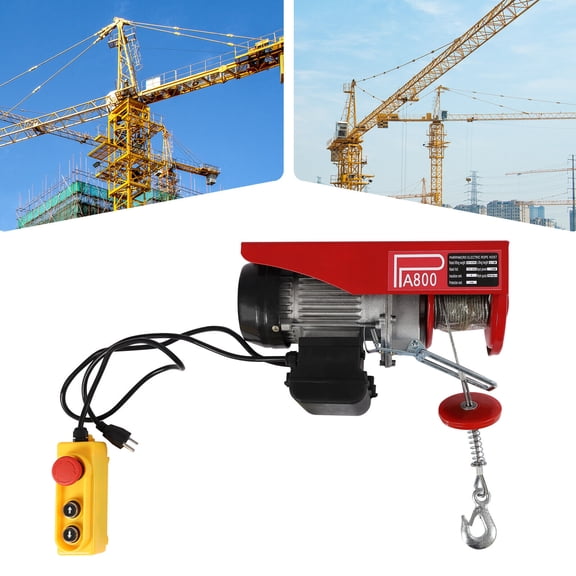 1763lbs Electric Winch Lift Hoist Crane Remote Control W/ Single/Double Slings 110V-60Hz Carbon Steel