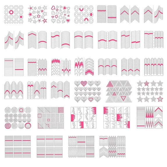1768 Pieces 60 Designs French Manicure Nail Stickers, Nail Art Tips Guides for DIY Decoration Stencil Tools (36 Sheets)