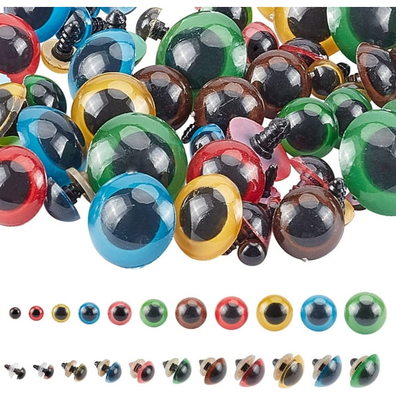 176Pcs 11 Sizes Plastic Eyes Colorful Plush Animal Half Round Safety Eye with Washer Decorations DIY