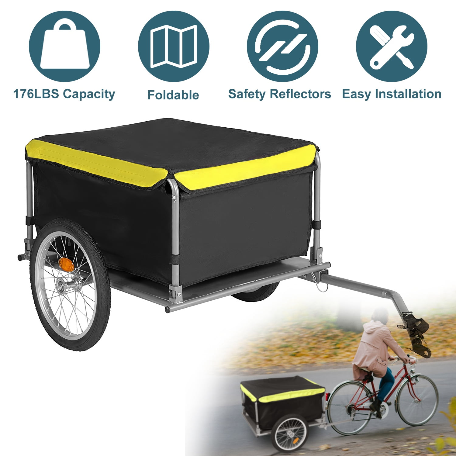 176lbs Bike Cargo Wagon Trailer iMounTEK Foldable Large Bicycle
