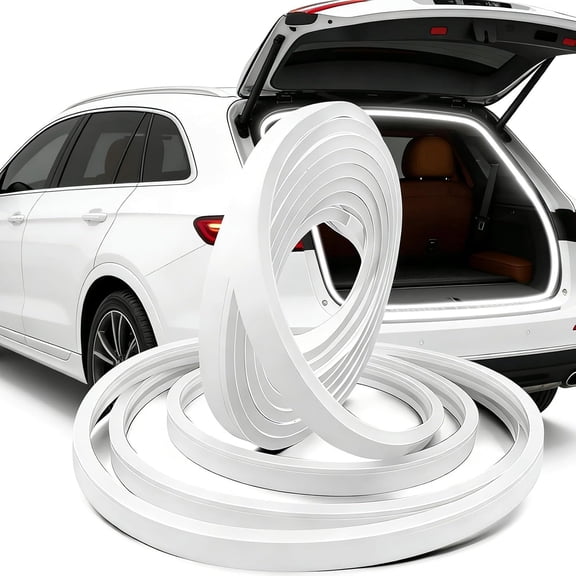 177" Car Trunk LED Light Interior Kit, Starting Streamer Scanning Magnetic Sensing White Ambient Lighting Strip Silicone Waterproof 12V Universal Auto Parts LED Lights for Cars