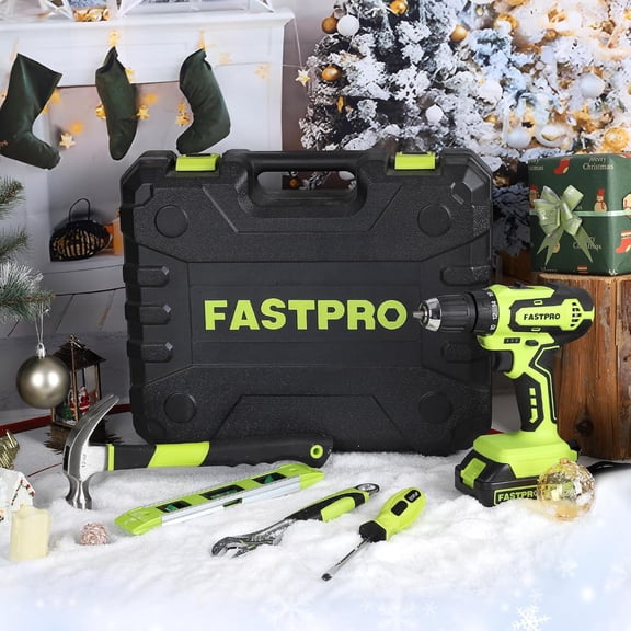 177-Piece 20V Cordless Lithium-ion Drill Driver and Home Tool Set, Green