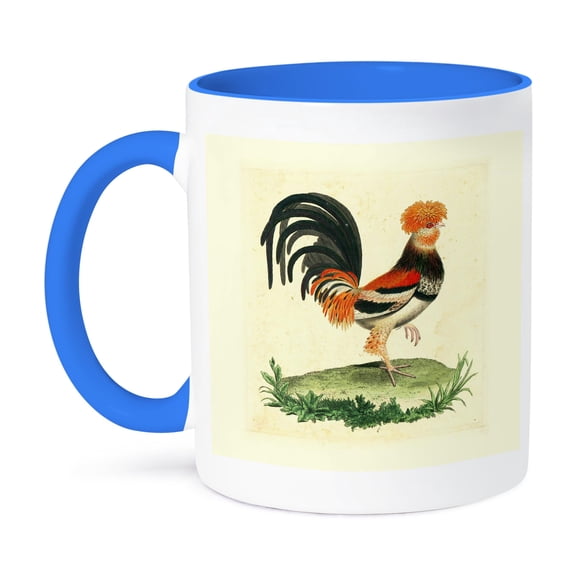 3dRose, 1770 French Vintage Rooster Print, 11oz Two-Tone Blue Mug