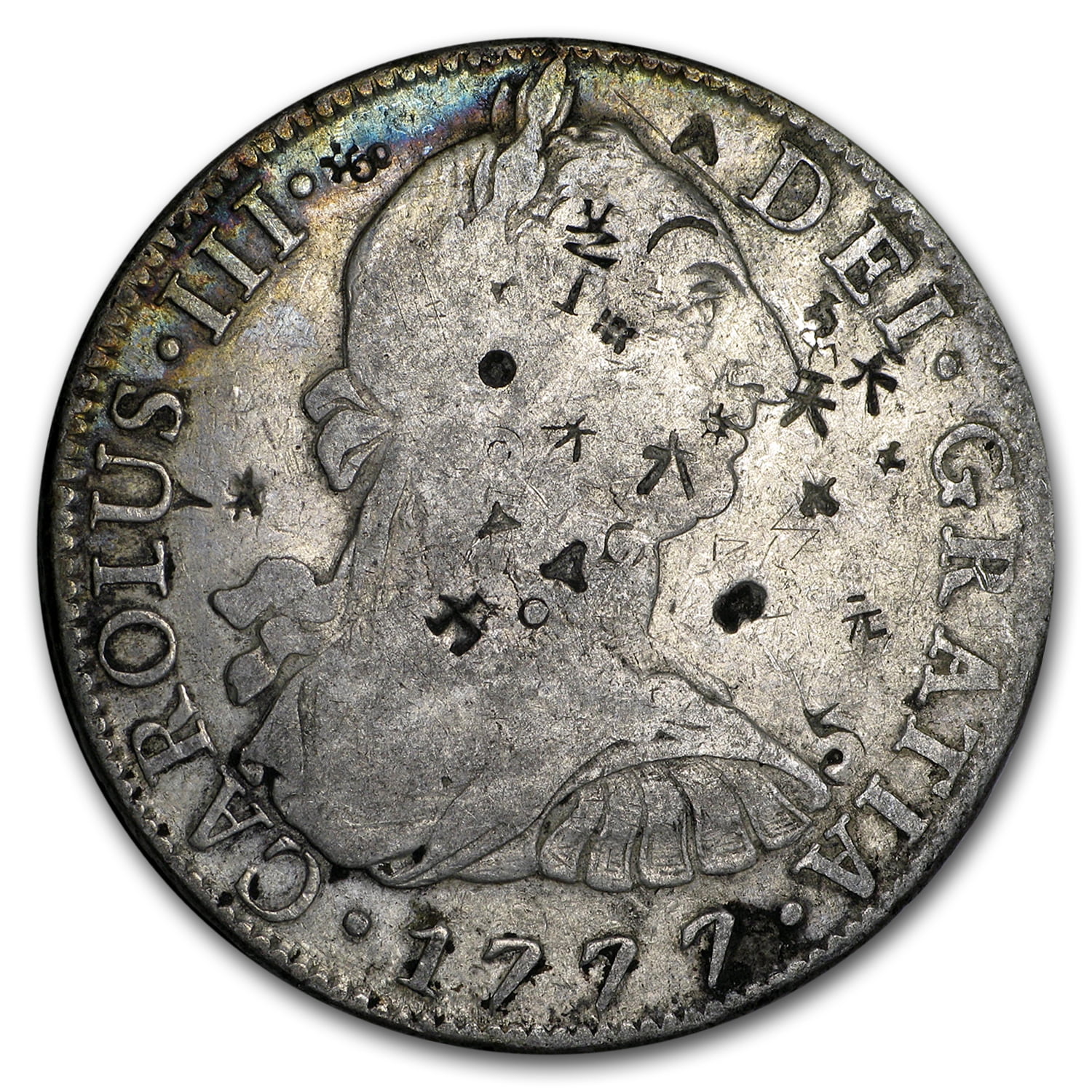 1771-1825 Spanish Empire Silver 8 Reales Bust Type (Chopmarked