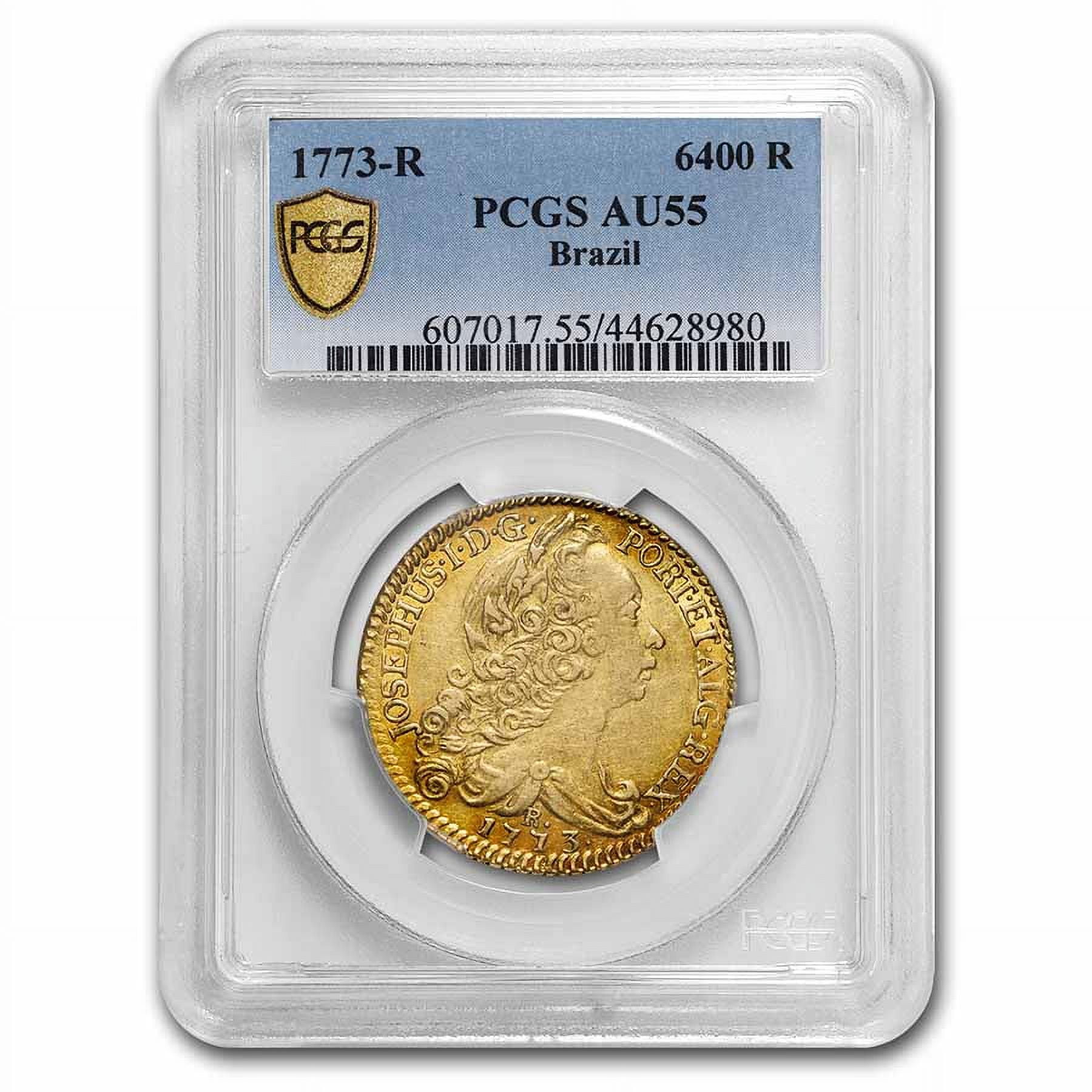 1773-R Brazil Gold 6400 Reis Jose I AU-55 PCGS