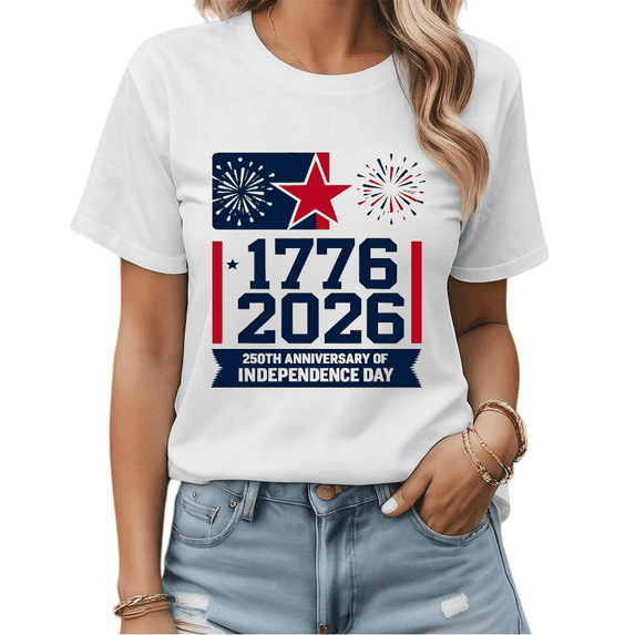 1776-2026 250th Anniversary Of Independence Day Patriotic Graphic Tees Womans Tshirt Shirts White Black S-5XL Tops