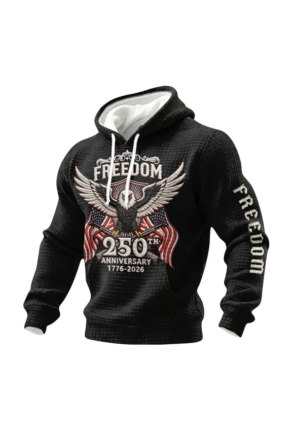 1776-2026 250th Anniversary Sweatshirt, Mens American Flag Patriotic Tactical Pullover Casual Vintage Hoodie with Pocket