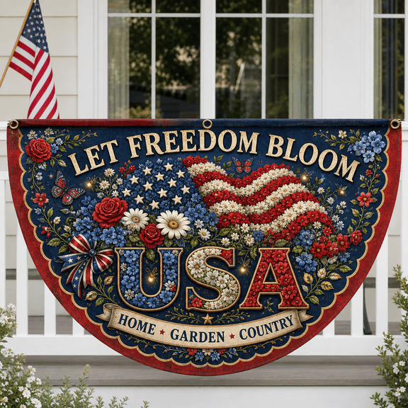 1776 2026 America 250th Anniversary Flag, Let Freedom Bloom Patriotic USA Garden Banner