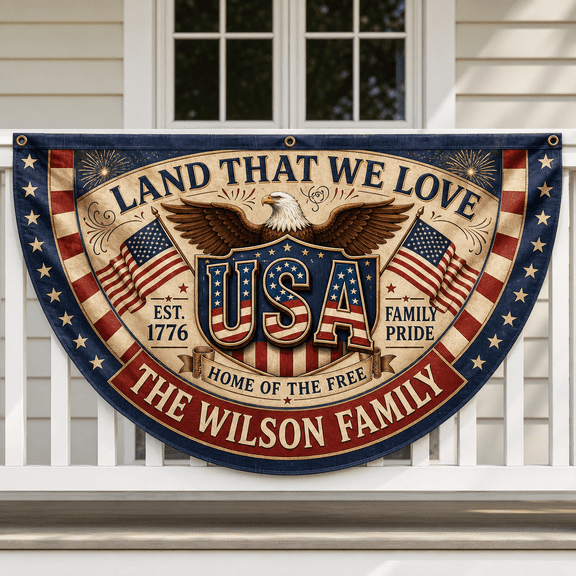 1776 2026 America 250th Anniversary Flag Personalized Patriotic Family Name Porch Flag