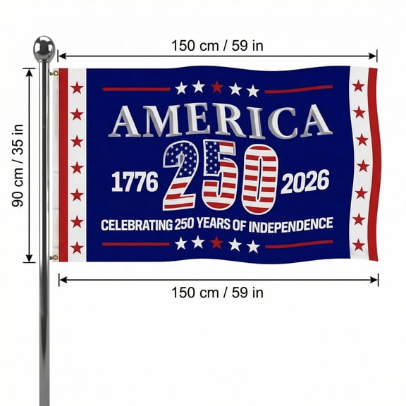 1776-2026 America 250th Commemorative Flag Double Sided 3 Layers Patriotic Yard Banner for Porch & Garden Blue