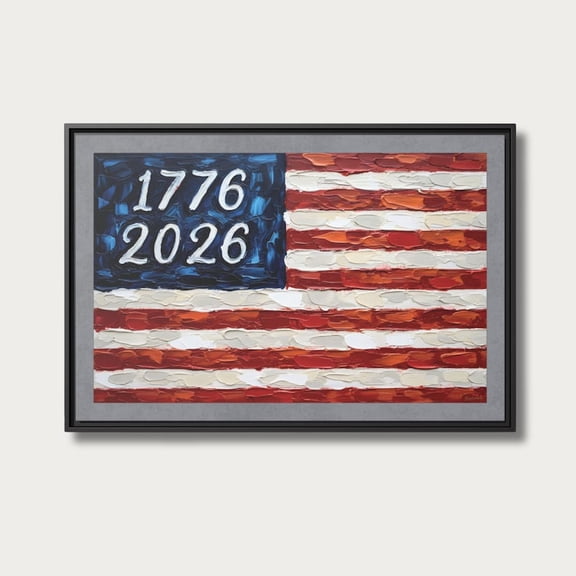 1776-2026 American Flag Poster Wall Art, USA 250th Anniversary Patriotic Americana Decor, 16x24 UNFRAMED