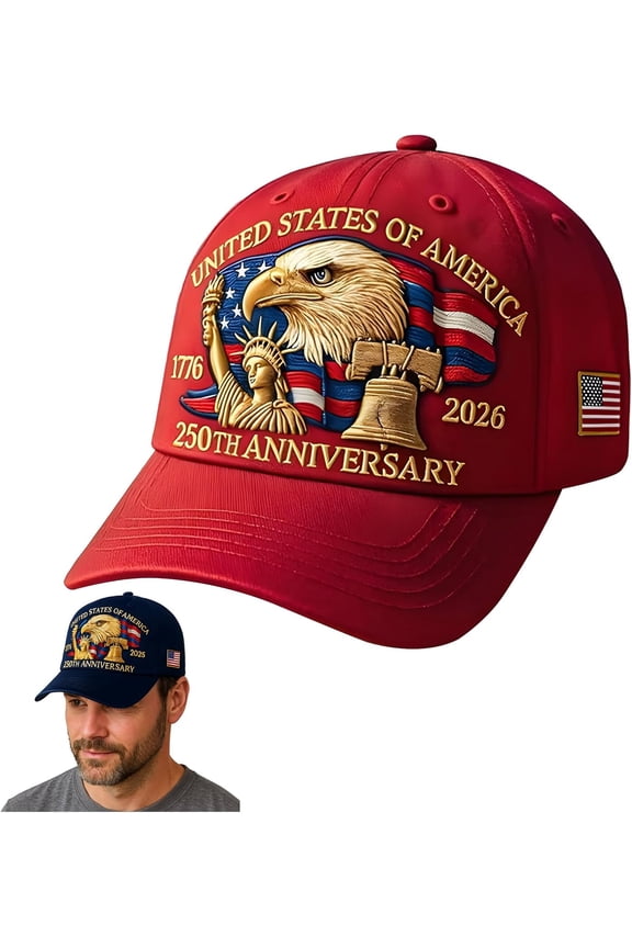 1776-2026 Baseball Cap United States 250th Anniversary Eagle Handmade Embroidery Hat for Men Women Adjustable