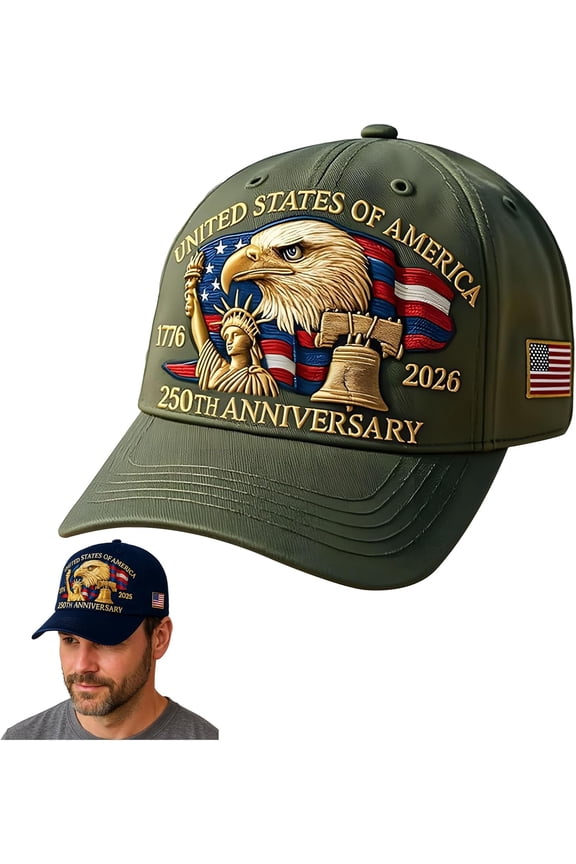 1776-2026 Baseball Cap United States 250th Anniversary Eagle Handmade Embroidery Hat for Men Women Adjustable