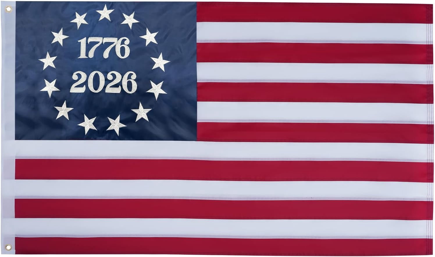 1776-2026 Betsy Ross Flag 3x5 Feet American Flags for 250th Anniversary Heavy Duty Outdoor Embroidered 13 Star Colonies Banner for Outside