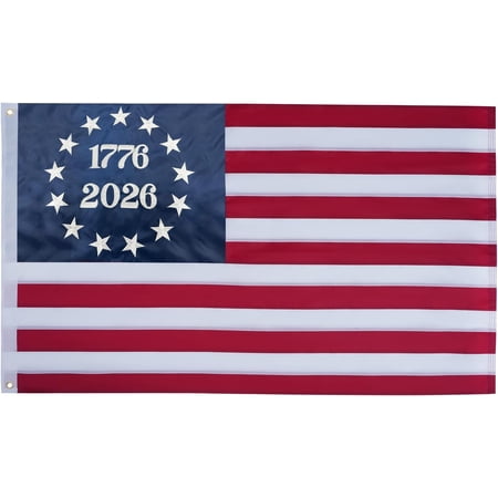 1776-2026 Betsy Ross Flag 3x5 Feet American Flags for 250th Anniversary Heavy Duty Outdoor Embroidered 13 Star Colonies Banner for Outside
