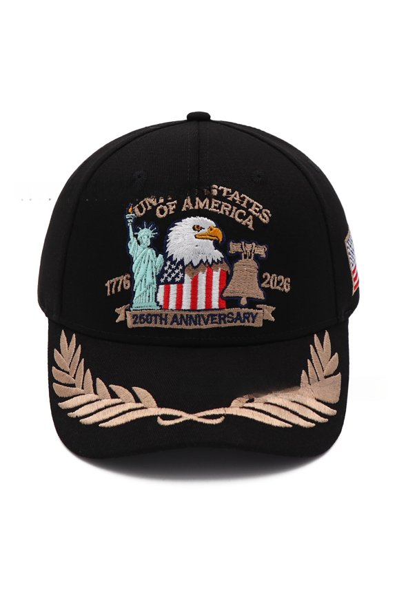 1776-2026 Olive Branch Bald Eagle Statue of Liberty Liberty Bell American Flag 250TH Embroidered Baseball Cap