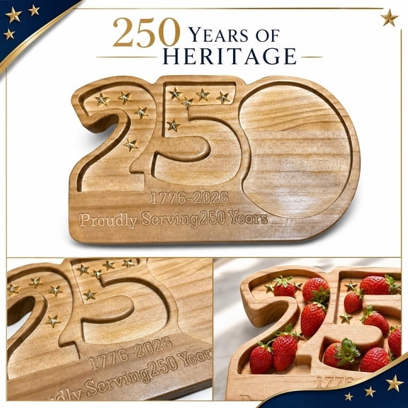 1776‑2026 Proudly Serving 250 Years Snack Tray – 4th of July Independence Day Party Platter, Memorial Day Appetizer Board, Patriotic Serving Dish