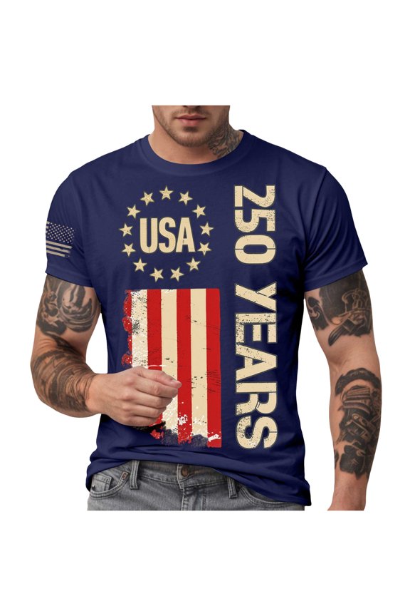 1776 2026 Shirt Funny Independence Day Shirt Short Sleeve T Shirts for Men Men's Workout Tank Top Casual Soft Short Sleeve Gym Muscle Shirts Tee