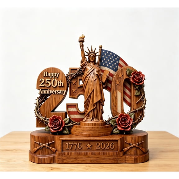 1776-2026 USA 250th Birthday Wood Decor, Patriotic Fourth of July Tabletop Ornament, America 250 Anniversary Home Decor, Independence Day Patriotic Gift