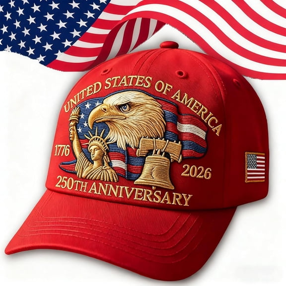 1776-2026 United States 250th Anniversary Hat, Eagle & Liberty, U.S. Embroidered Patch Cap