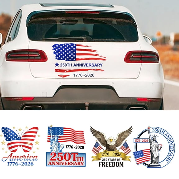 1776,2026 Usa Car Sticker Patriotic Vinyl Decals for Cars, Windows, Laptops, Helmets, Backpacks, Party Decor, 5pcs Set