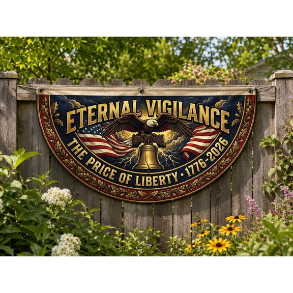 1776 2026 flag, 250 years flag, Eternal Vigilance Price of Liberty Fence Flag | Eagle Liberty Bell 1776 2026 Patriotic Porch Decor
