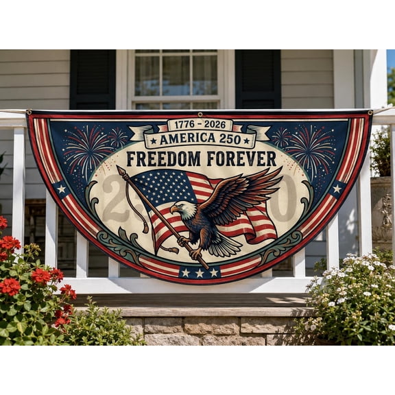 1776 2026 flag, 250 years flag, Freedom Forever America 250 Fence Flag | Eagle Carrying Flag Fireworks Porch Decor | 4th of July