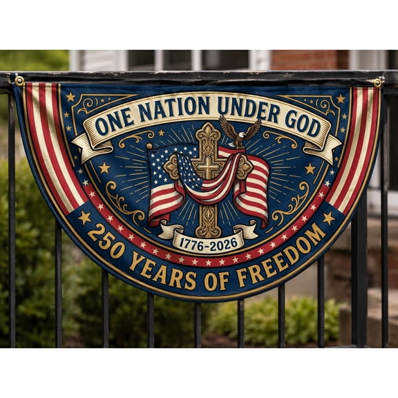 1776 2026 flag, 250 years flag, One Nation Under God Cross Eagle Fence Flag | Gothic Cross 1776 2026 Patriotic Porch Decor 250